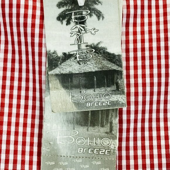 NEW Bohio Men's Shirt Size 1X Short Sleeve Button Up Red/White Gingham Pattern - Picture 5 of 10